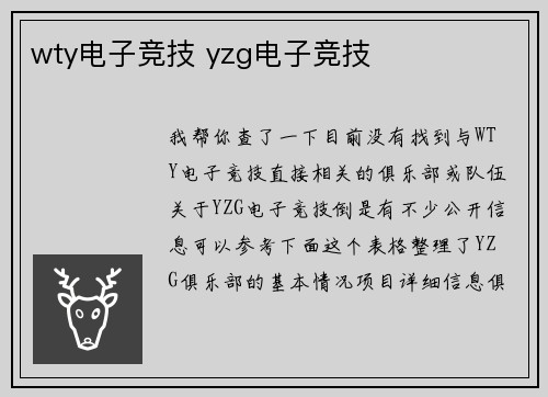 wty电子竞技 yzg电子竞技